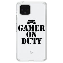 DistinctInk® Clear Shockproof Hybrid Case for Apple iPhone / Samsung Galaxy / Google Pixel - Gamer on Duty Video Games