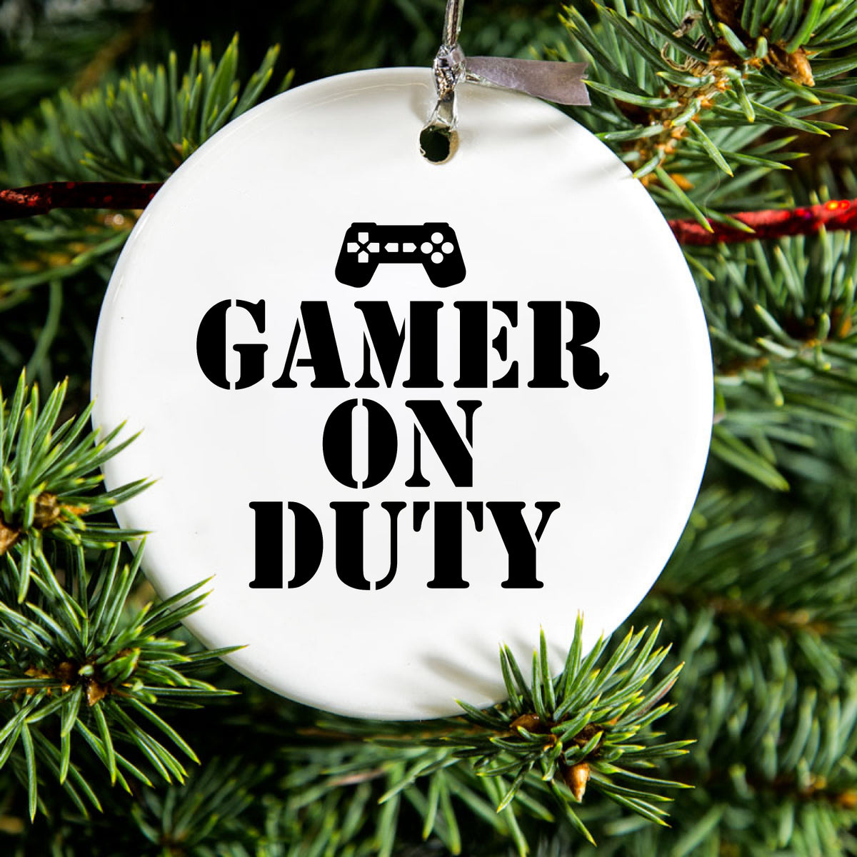 Gamer on Duty Video Games Ceramic Ornament, view 2