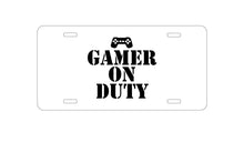 DistinctInk Custom Aluminum Decorative Vanity Front License Plate - Gamer on Duty Video Games