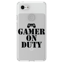 DistinctInk® Clear Shockproof Hybrid Case for Apple iPhone / Samsung Galaxy / Google Pixel - Gamer on Duty Video Games