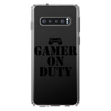 DistinctInk® Clear Shockproof Hybrid Case for Apple iPhone / Samsung Galaxy / Google Pixel - Gamer on Duty Video Games