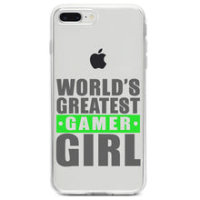 DistinctInk® Clear Shockproof Hybrid Case for Apple iPhone / Samsung Galaxy / Google Pixel - World's Greatest Gamer Girl Video Games