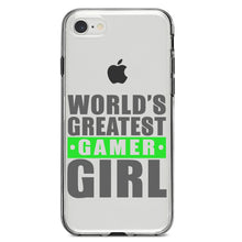 DistinctInk® Clear Shockproof Hybrid Case for Apple iPhone / Samsung Galaxy / Google Pixel - World's Greatest Gamer Girl Video Games