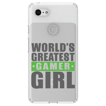 DistinctInk® Clear Shockproof Hybrid Case for Apple iPhone / Samsung Galaxy / Google Pixel - World's Greatest Gamer Girl Video Games
