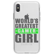 DistinctInk® Clear Shockproof Hybrid Case for Apple iPhone / Samsung Galaxy / Google Pixel - World's Greatest Gamer Girl Video Games