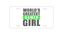 DistinctInk Custom Aluminum Decorative Vanity Front License Plate - World's Greatest Gamer Girl Video Games