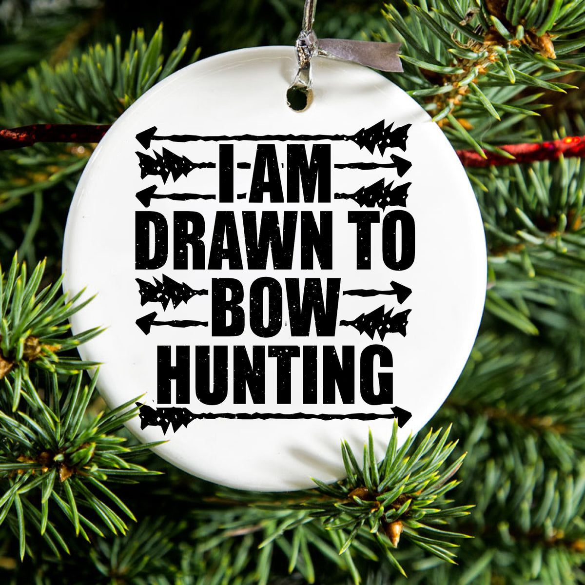 I Am Drawn to Bow Hunting Ceramic Ornament, view 2