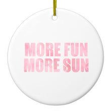 DistinctInk® Hanging Ceramic Christmas Tree Ornament with Gold String - Great Gift / Present - 2 3/4 inch Diameter - More Fun More Sun