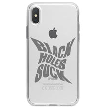 DistinctInk® Clear Shockproof Hybrid Case for Apple iPhone / Samsung Galaxy / Google Pixel - Black Holes Suck - Astronomy