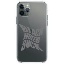 DistinctInk® Clear Shockproof Hybrid Case for Apple iPhone / Samsung Galaxy / Google Pixel - Black Holes Suck - Astronomy