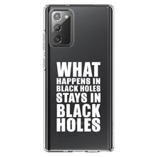 DistinctInk® Clear Shockproof Hybrid Case for Apple iPhone / Samsung Galaxy / Google Pixel - What Happens in Black Holes Stays in Black Holes