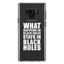 DistinctInk® Clear Shockproof Hybrid Case for Apple iPhone / Samsung Galaxy / Google Pixel - What Happens in Black Holes Stays in Black Holes