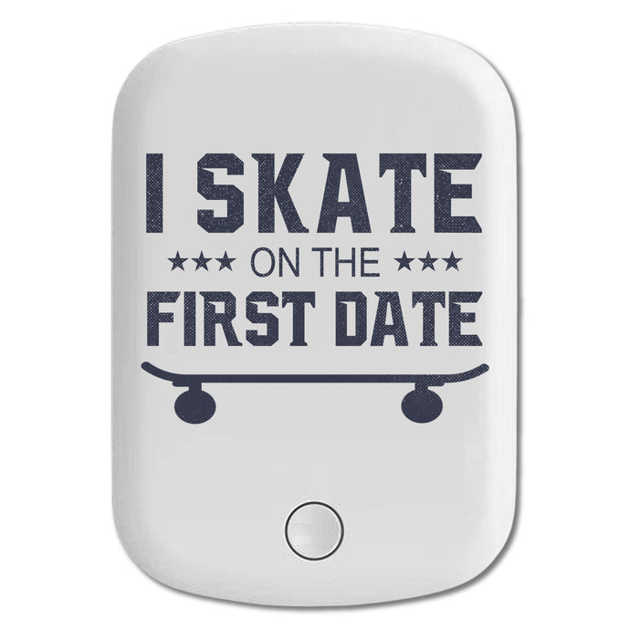 DistinctInk Magnetic Battery Pack, Wireless Portable Charger with USB-C Cable, Compatible with MagSafe iPhone 14 / 13 / 12 Series - I Skate on the First Date