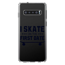 DistinctInk® Clear Shockproof Hybrid Case for Apple iPhone / Samsung Galaxy / Google Pixel - I Skate on the First Date