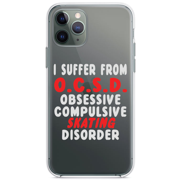 DistinctInk® Clear Shockproof Hybrid Case for Apple iPhone / Samsung Galaxy / Google Pixel - OCSD - Obsessive Compulsive Skating Disorder