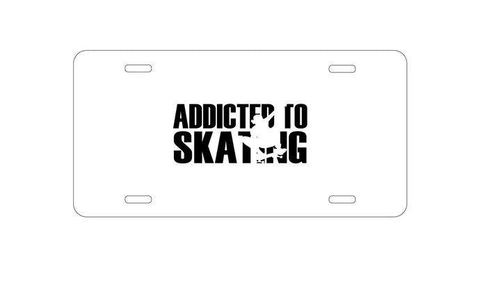 DistinctInk Custom Aluminum Decorative Vanity Front License Plate - Addicted to Skating