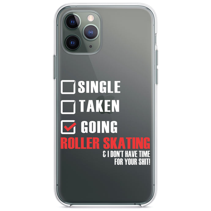 DistinctInk® Clear Shockproof Hybrid Case for Apple iPhone / Samsung Galaxy / Google Pixel - Single Taken Going Roller Skating