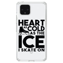 DistinctInk® Clear Shockproof Hybrid Case for Apple iPhone / Samsung Galaxy / Google Pixel - Heart as Cold as the Ice I Skate On