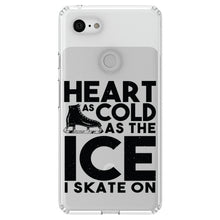 DistinctInk® Clear Shockproof Hybrid Case for Apple iPhone / Samsung Galaxy / Google Pixel - Heart as Cold as the Ice I Skate On