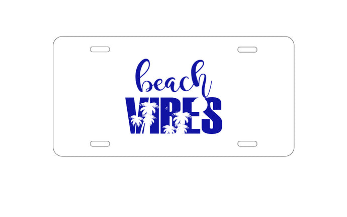DistinctInk Custom Aluminum Decorative Vanity Front License Plate - Beach Vibes