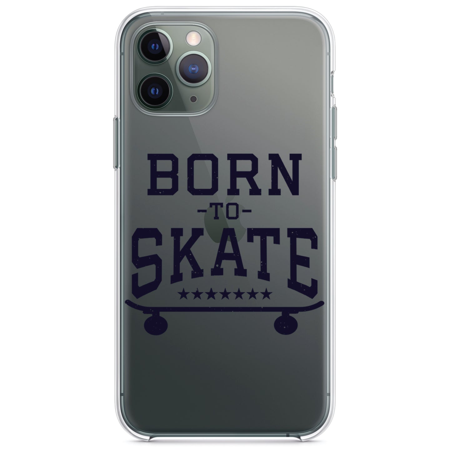 DistinctInk® Clear Shockproof Hybrid Case for Apple iPhone / Samsung Galaxy / Google Pixel - Born to Skate - Skating