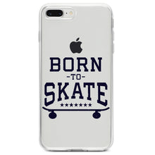 DistinctInk® Clear Shockproof Hybrid Case for Apple iPhone / Samsung Galaxy / Google Pixel - Born to Skate - Skating
