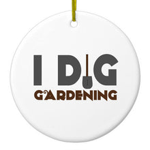 DistinctInk® Hanging Ceramic Christmas Tree Ornament with Gold String - Great Gift / Present - 2 3/4 inch Diameter - I Dig Gardening