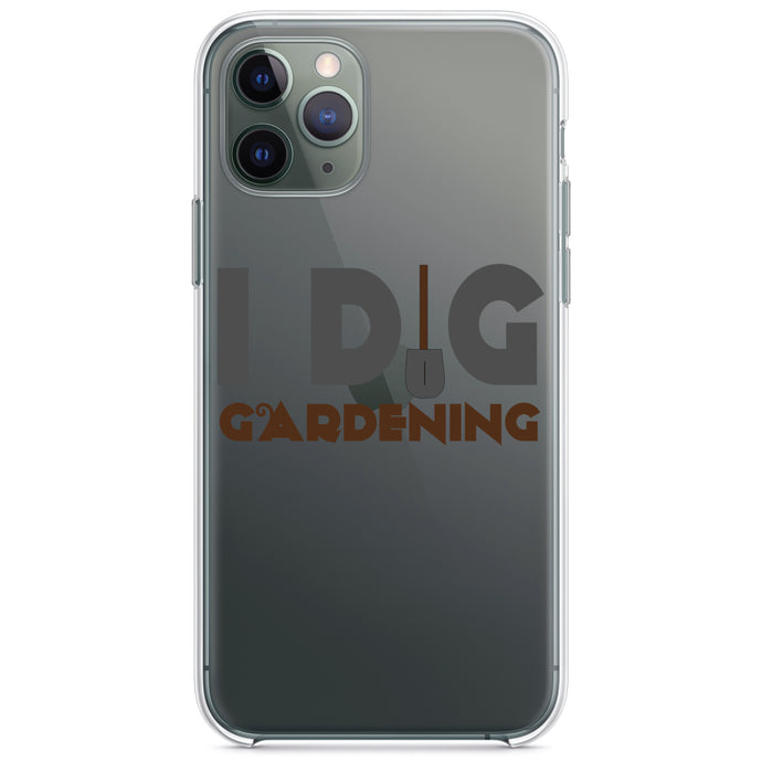 DistinctInk® Clear Shockproof Hybrid Case for Apple iPhone / Samsung Galaxy / Google Pixel - I Dig Gardening