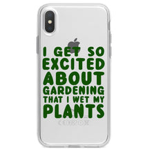 DistinctInk® Clear Shockproof Hybrid Case for Apple iPhone / Samsung Galaxy / Google Pixel - I Get So Exciting About Gardening I Wet My PLANTS