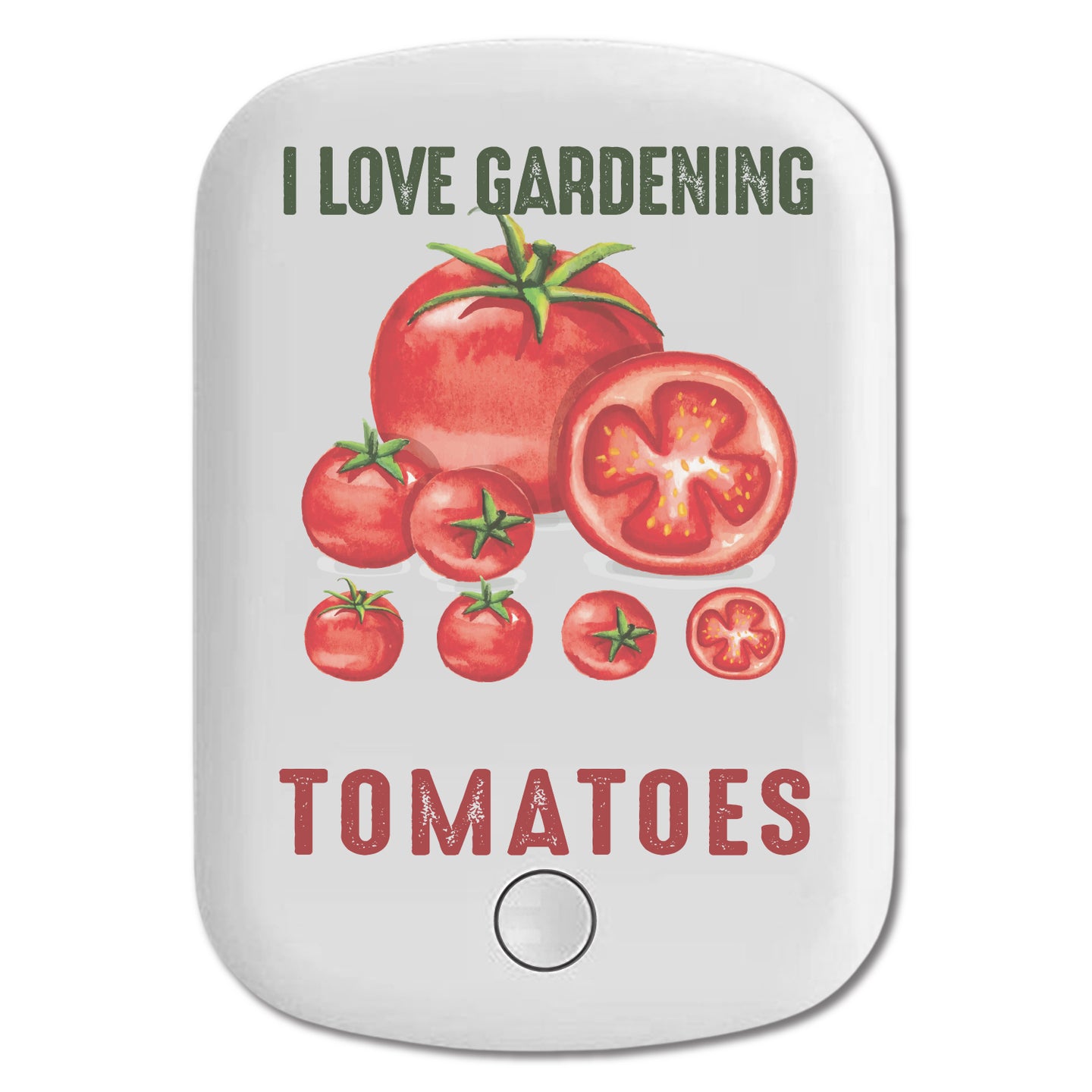 DistinctInk Magnetic Battery Pack, Wireless Portable Charger with USB-C Cable, Compatible with MagSafe iPhone 14 / 13 / 12 Series - I Love Gardening from My Head Tomatoes