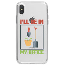 DistinctInk® Clear Shockproof Hybrid Case for Apple iPhone / Samsung Galaxy / Google Pixel - I'll be in My Office - Gardening