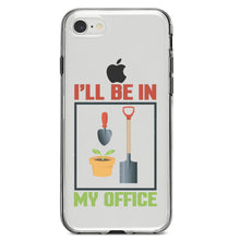 DistinctInk® Clear Shockproof Hybrid Case for Apple iPhone / Samsung Galaxy / Google Pixel - I'll be in My Office - Gardening