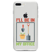 DistinctInk® Clear Shockproof Hybrid Case for Apple iPhone / Samsung Galaxy / Google Pixel - I'll be in My Office - Gardening