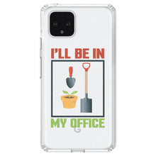 DistinctInk® Clear Shockproof Hybrid Case for Apple iPhone / Samsung Galaxy / Google Pixel - I'll be in My Office - Gardening