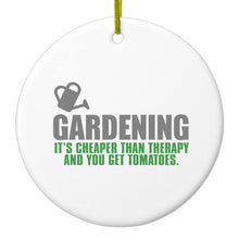DistinctInk® Hanging Ceramic Christmas Tree Ornament with Gold String - Great Gift / Present - 2 3/4 inch Diameter - Gardening - Cheaper Than Therapy & You Get Tomatoes