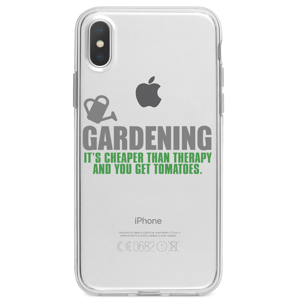 Gardening, Cheaper Than Therapy & You Get Tomatoes Clear Shockproof iPhone Case, view 2