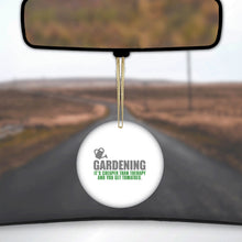 DistinctInk® Hanging Ceramic Christmas Tree Ornament with Gold String - Great Gift / Present - 2 3/4 inch Diameter - Gardening - Cheaper Than Therapy & You Get Tomatoes