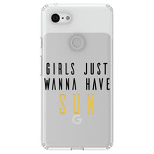DistinctInk® Clear Shockproof Hybrid Case for Apple iPhone / Samsung Galaxy / Google Pixel - Girls Just Wanna Have Sun