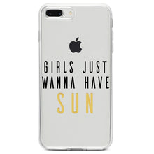 DistinctInk® Clear Shockproof Hybrid Case for Apple iPhone / Samsung Galaxy / Google Pixel - Girls Just Wanna Have Sun