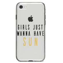 DistinctInk® Clear Shockproof Hybrid Case for Apple iPhone / Samsung Galaxy / Google Pixel - Girls Just Wanna Have Sun
