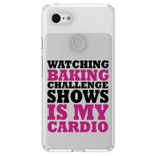 DistinctInk® Clear Shockproof Hybrid Case for Apple iPhone / Samsung Galaxy / Google Pixel - Watching Baking Shows is My Cardio
