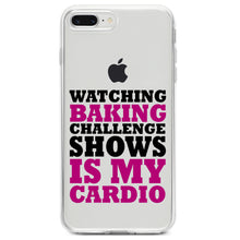 DistinctInk® Clear Shockproof Hybrid Case for Apple iPhone / Samsung Galaxy / Google Pixel - Watching Baking Shows is My Cardio