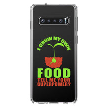 DistinctInk® Clear Shockproof Hybrid Case for Apple iPhone / Samsung Galaxy / Google Pixel - I Grow My Own Food Tell Me Your Superpower