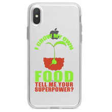 DistinctInk® Clear Shockproof Hybrid Case for Apple iPhone / Samsung Galaxy / Google Pixel - I Grow My Own Food Tell Me Your Superpower