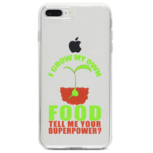 DistinctInk® Clear Shockproof Hybrid Case for Apple iPhone / Samsung Galaxy / Google Pixel - I Grow My Own Food Tell Me Your Superpower