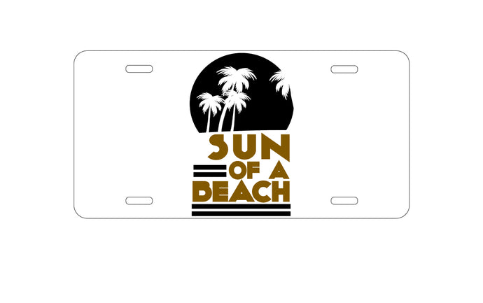 DistinctInk Custom Aluminum Decorative Vanity Front License Plate - Sun of a Beach