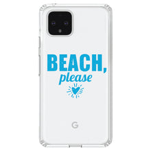 DistinctInk® Clear Shockproof Hybrid Case for Apple iPhone / Samsung Galaxy / Google Pixel - Beach, Please