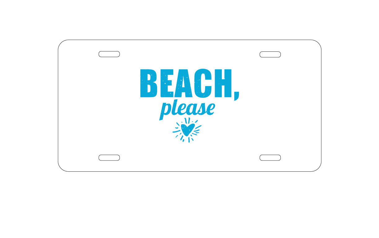 DistinctInk Custom Aluminum Decorative Vanity Front License Plate - Beach, Please