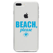 DistinctInk® Clear Shockproof Hybrid Case for Apple iPhone / Samsung Galaxy / Google Pixel - Beach, Please