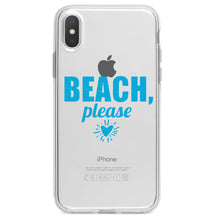 DistinctInk® Clear Shockproof Hybrid Case for Apple iPhone / Samsung Galaxy / Google Pixel - Beach, Please